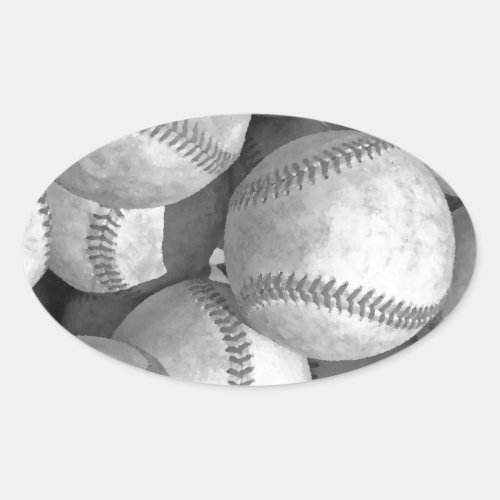 Black  White Baseball Oval Sticker