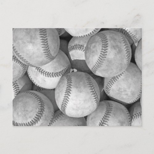 Black  White Baseball Postcard