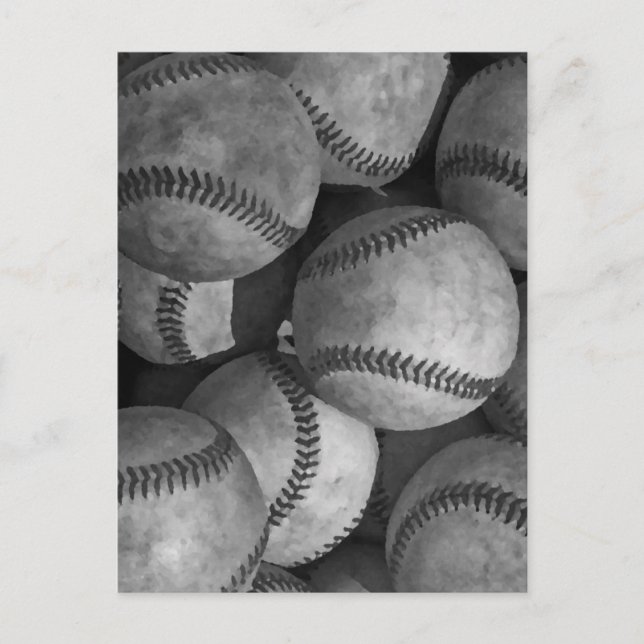 Black & White Baseball Postcard (Front)