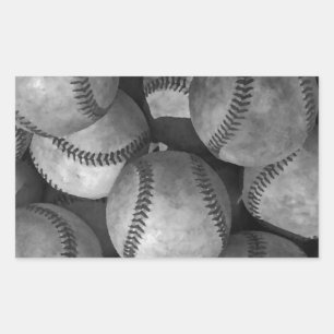 Black & White Baseball Rectangular Sticker