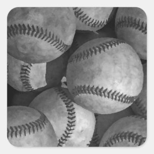 Black & White Baseball Square Sticker