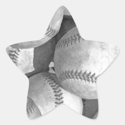 Black  White Baseball Star Sticker