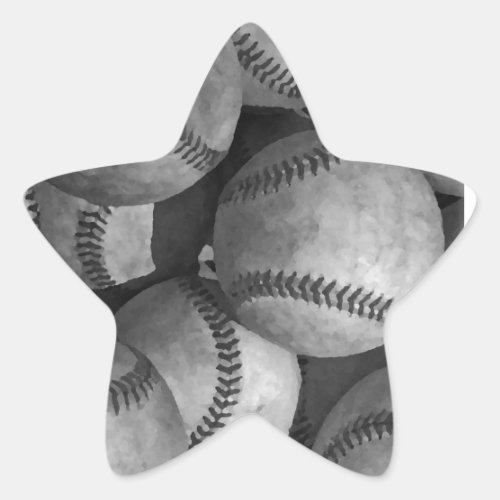 Black  White Baseball Star Sticker