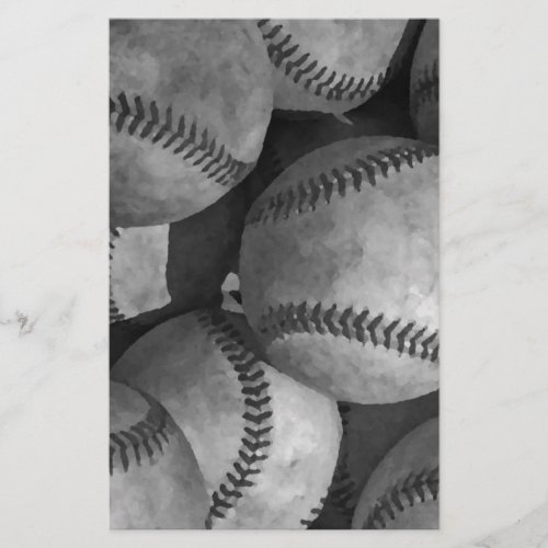 Black  White Baseball Stationery