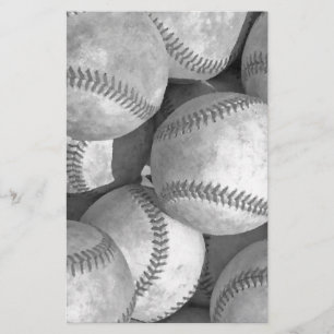 Black & White Baseball Stationery