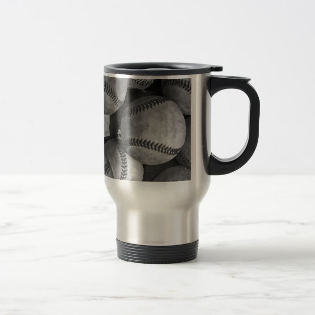 Black & White Baseball Travel Mug (Right)