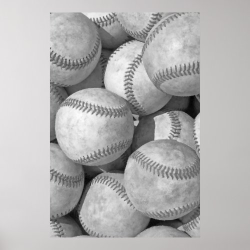 Black  White Baseball Unique Artwork Poster