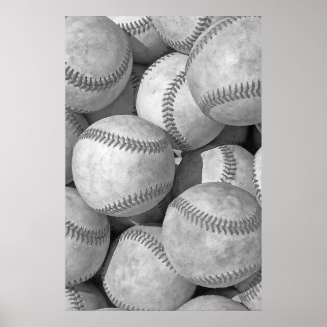 Black & White Baseball Unique Artwork Poster (Front)