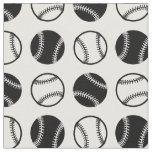 Black &amp; White Baseballs Pattern Sports Art Fabric