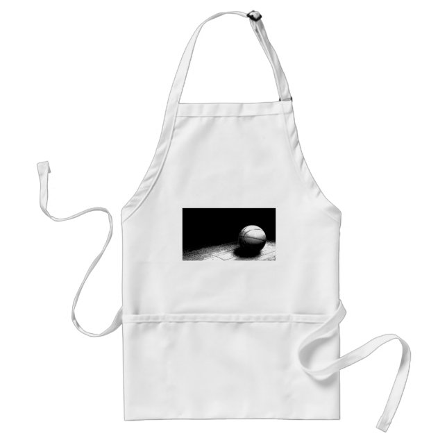 Black White Basketball Art Adult Apron (Front)