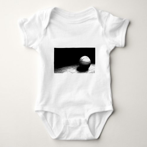 Black White Basketball Art Baby Bodysuit