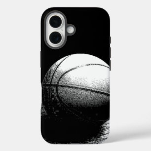 Black White Basketball Art iPhone 16 Case