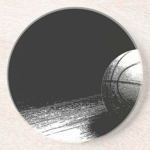 Black White Basketball Art Drink Coaster