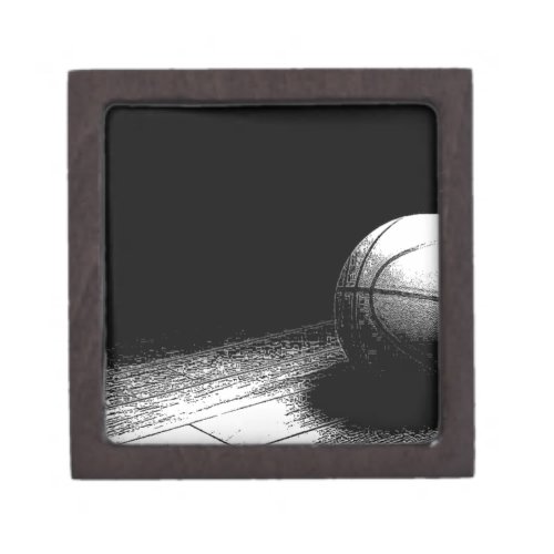 Black White Basketball Art Keepsake Box