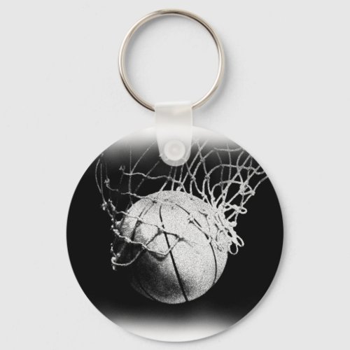 Black  White Basketball Art Keychain