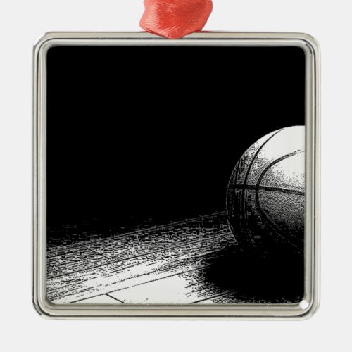 Black White Basketball Art Metal Ornament