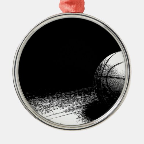 Black White Basketball Art Metal Ornament