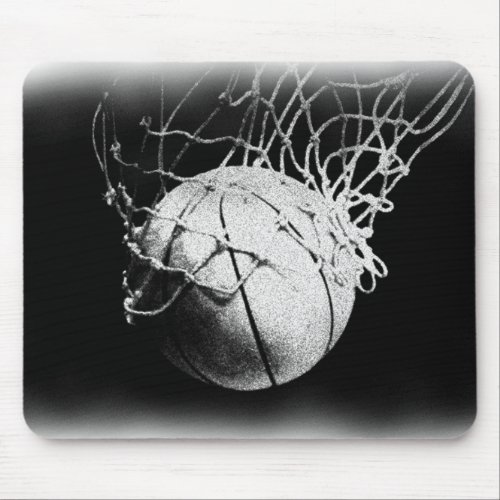 Black  White Basketball Art Mouse Pad