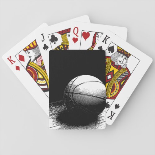 Black White Basketball Art Playing Cards