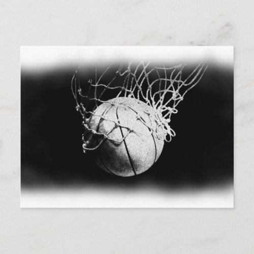 Black  White Basketball Art Postcard