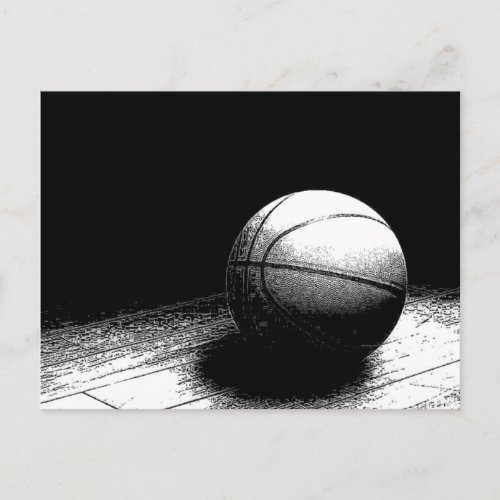 Black White Basketball Art Postcard