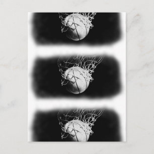 Black & White Basketball Art Postcard