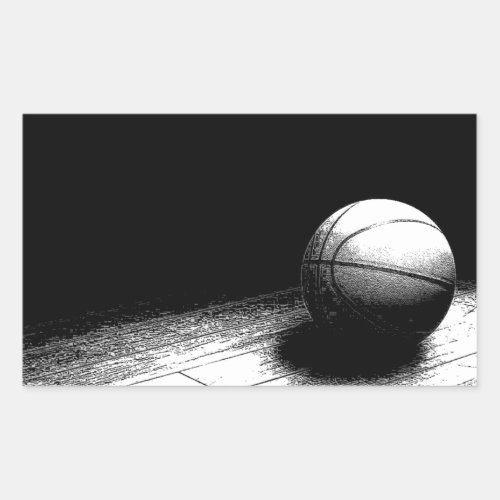 Black White Basketball Art Rectangular Sticker