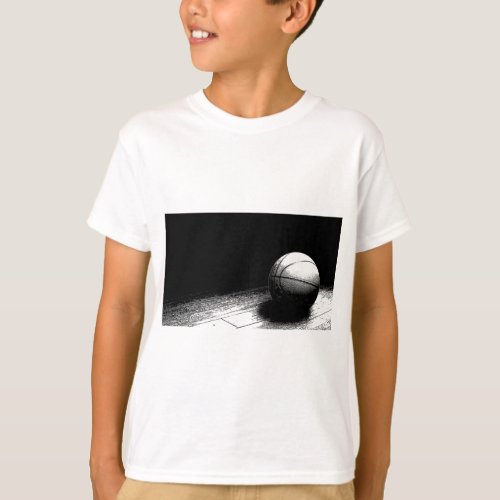 Black White Basketball Art T_Shirt