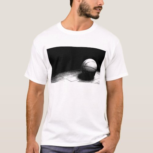 Black White Basketball Art T_Shirt