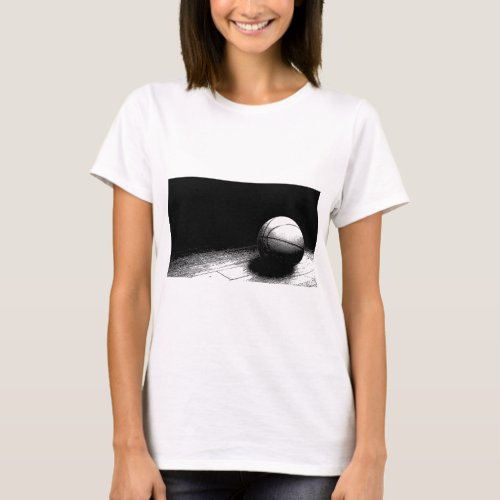 Black White Basketball Art T_Shirt