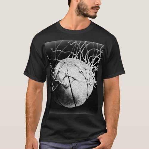 Black  White Basketball Art T_Shirt