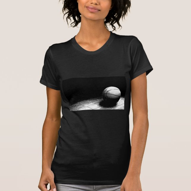 Black White Basketball Art T-Shirt (Front)