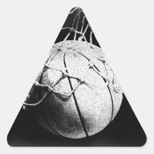 Black  White Basketball Art Triangle Sticker