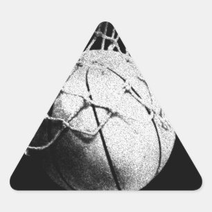 Black & White Basketball Art Triangle Sticker