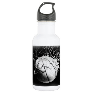 Black & White Basketball Art Water Bottle
