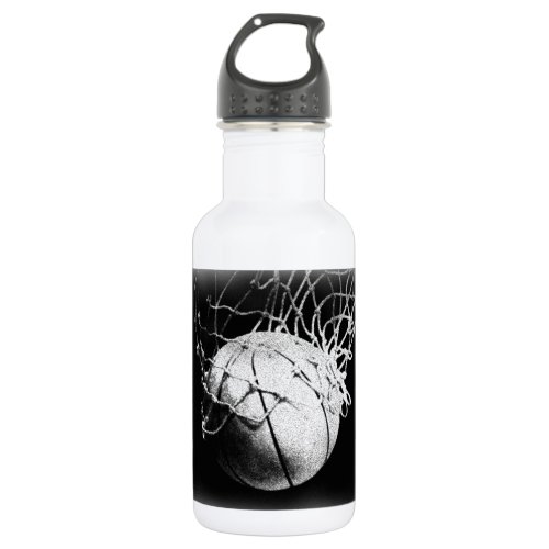 Black  White Basketball Art Water Bottle