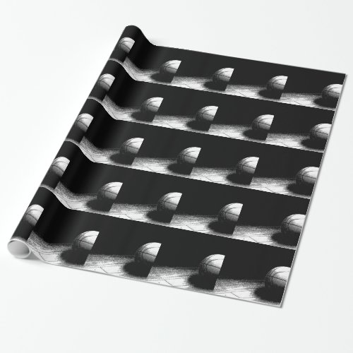 Black White Basketball Art Wrapping Paper