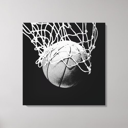 Black  White Basketball Artwork Canvas Print