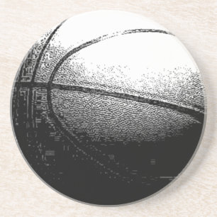 Black White Basketball Artwork Drink Coaster