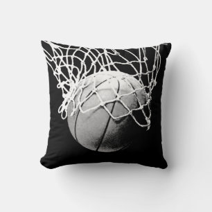 Black & White Basketball Artwork Throw Pillow