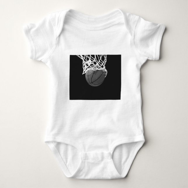 Black & White Basketball Baby Bodysuit (Front)