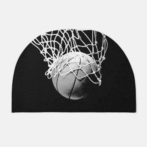 Black  White Basketball Ball  Net Doormat