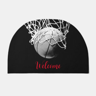 Black & White Basketball Ball & Net Doormat