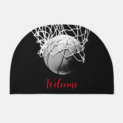 Black  White Basketball Ball  Net Doormat