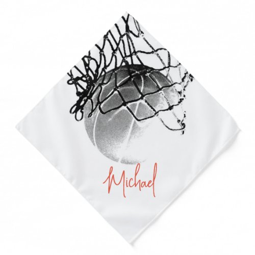 Black  White Basketball Ball  Net Your Name Bandana