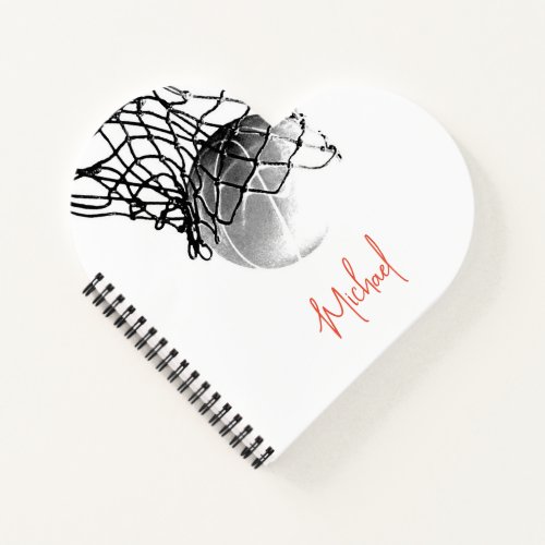 Black  White Basketball Ball  Net Your Name Notebook