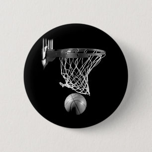 Black & White Basketball Button