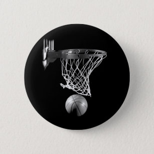 Black & White Basketball Button