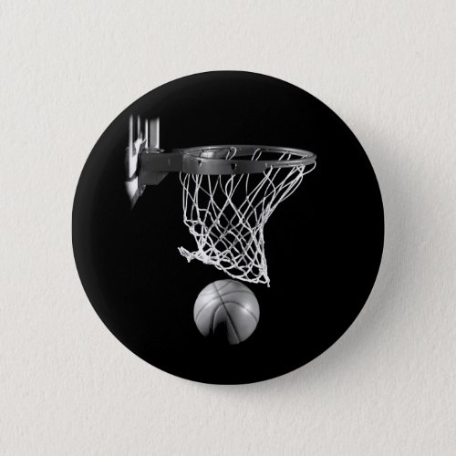 Black  White Basketball Button