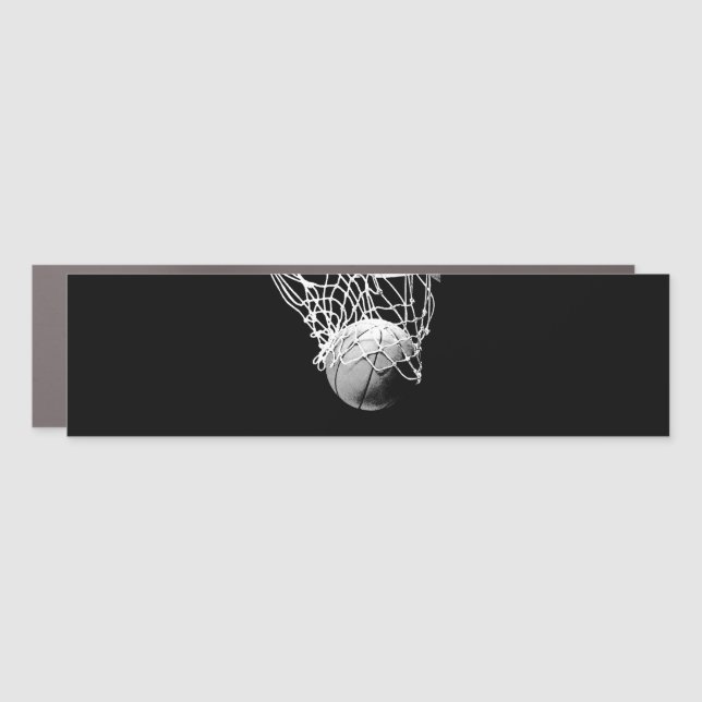 Black & White Basketball Car Magnet (Front)